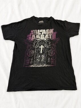 Black Sabbath Graphic Short Sleeve Tee - Black with Purple/White Print